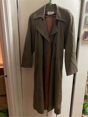 Vintage Olive Green Tan trench coat